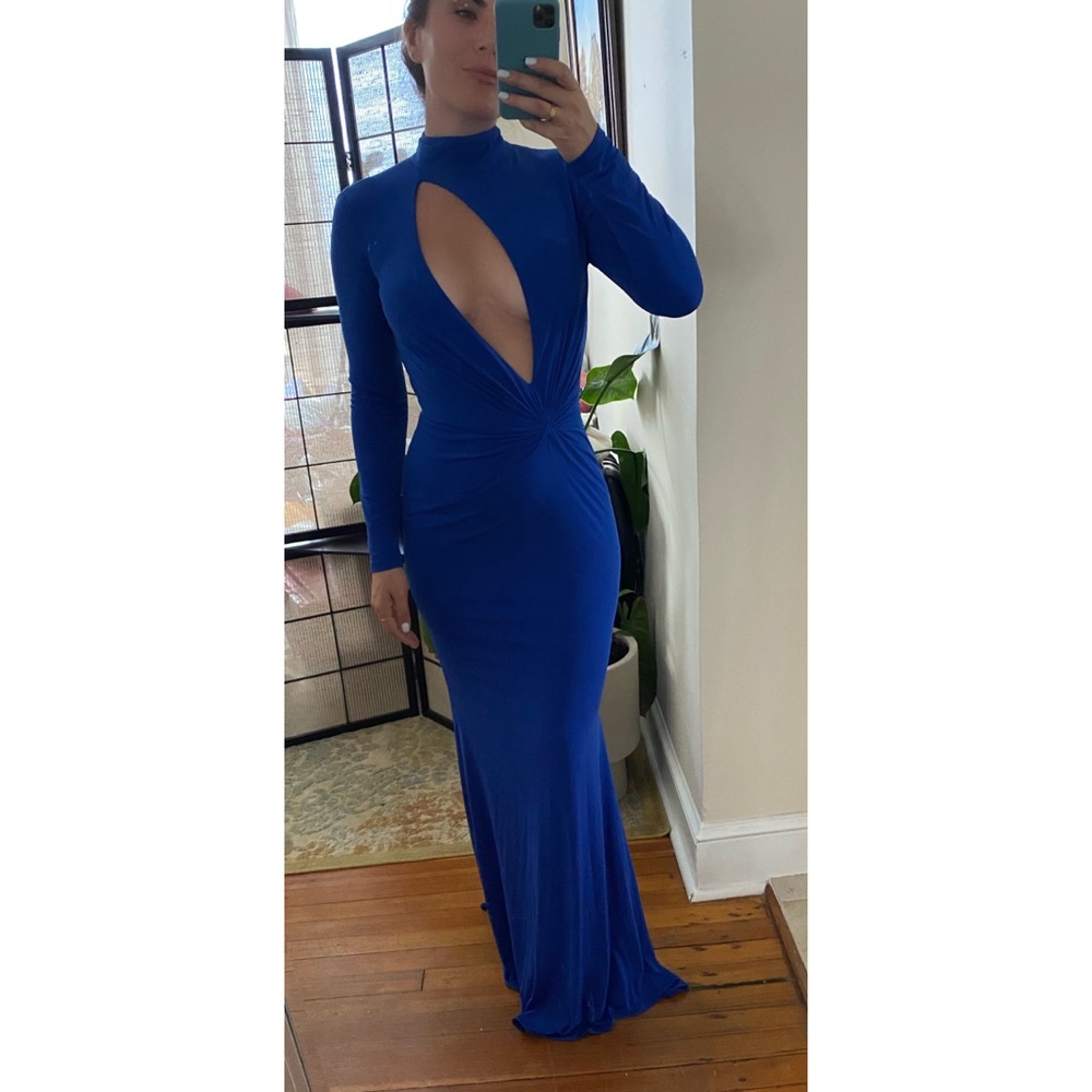 Jovani Long Sleeve Open Back Gown
